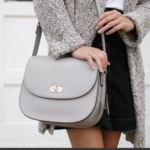 Lo & Sons Silver Crossbody Bag with Flap Closure